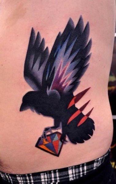 tattoo, Diamond Bird Bird flying away with a diamond