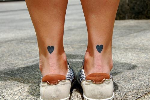 tattoo, Hearts Two heart tattoos on the achilles heels