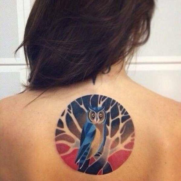 tattoo, Owl A big owl back piece