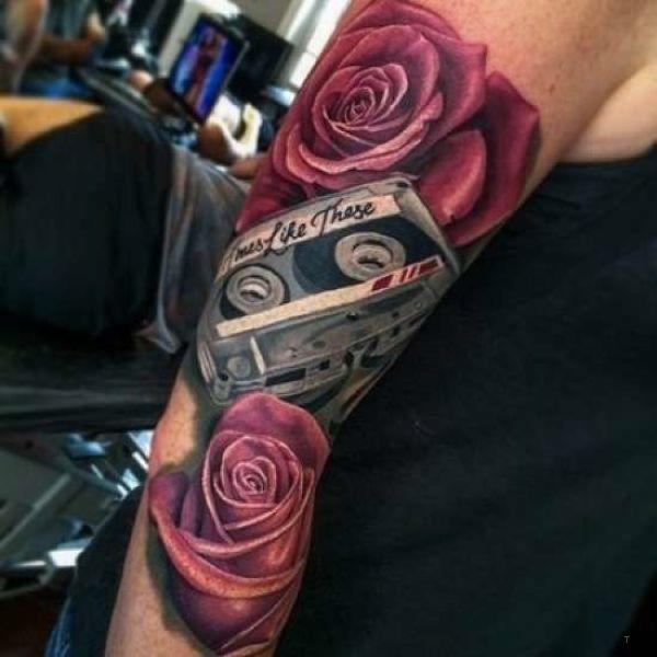 tattoo, Rose Cassette Tape A music tape with multiple roses